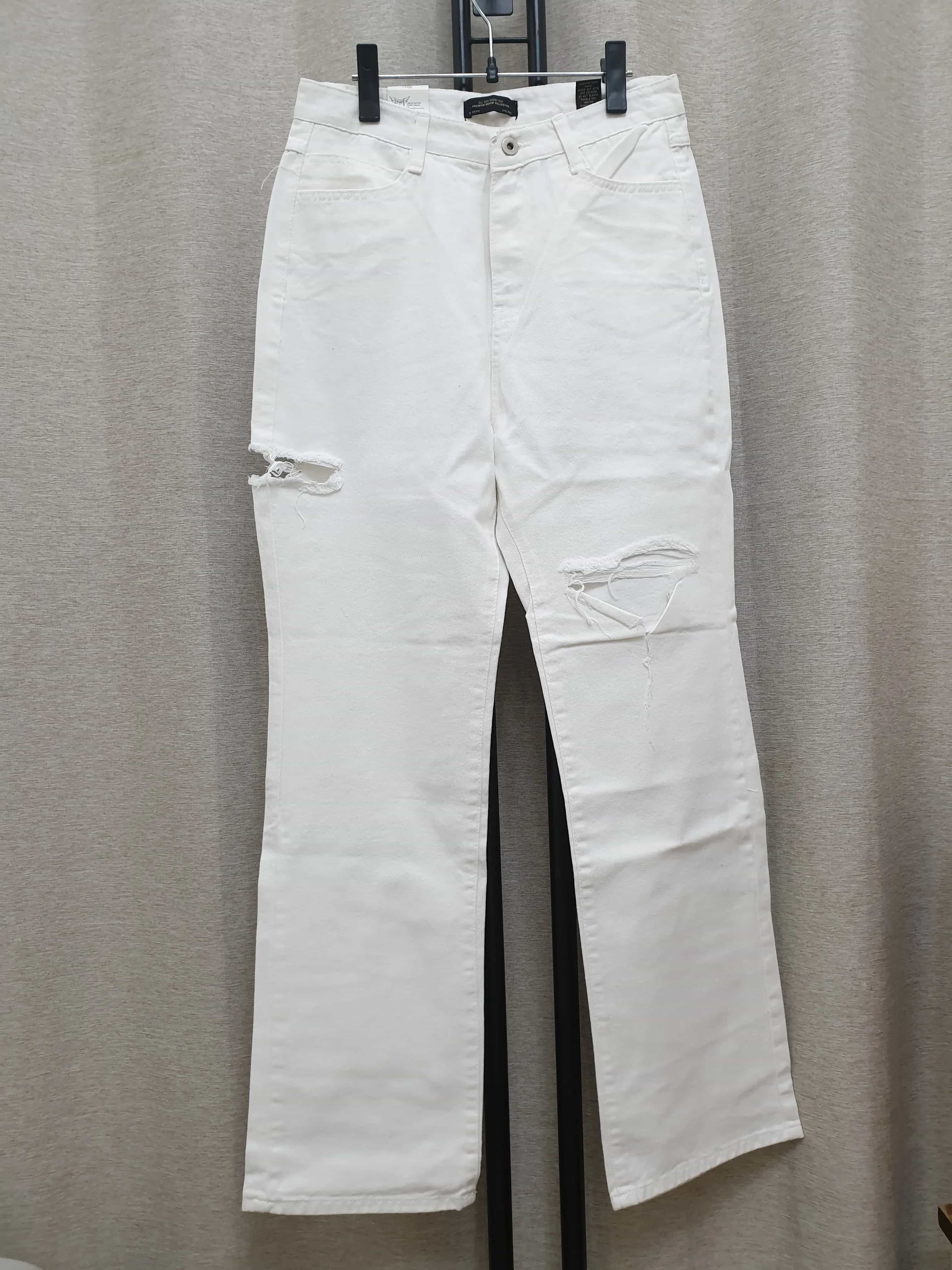 White High Waisted Distressed Jeans