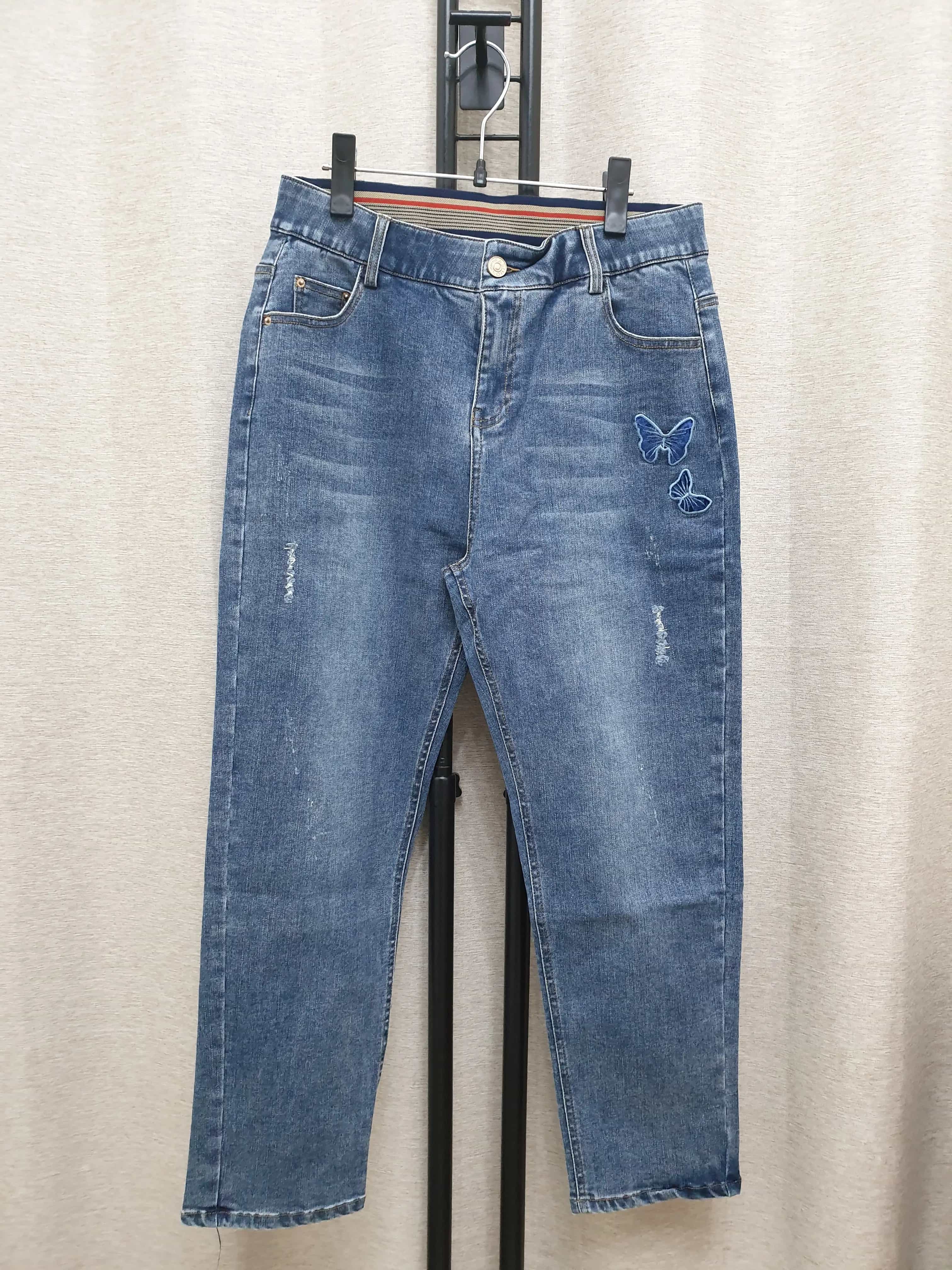 Denim Butterfly Crop Pants